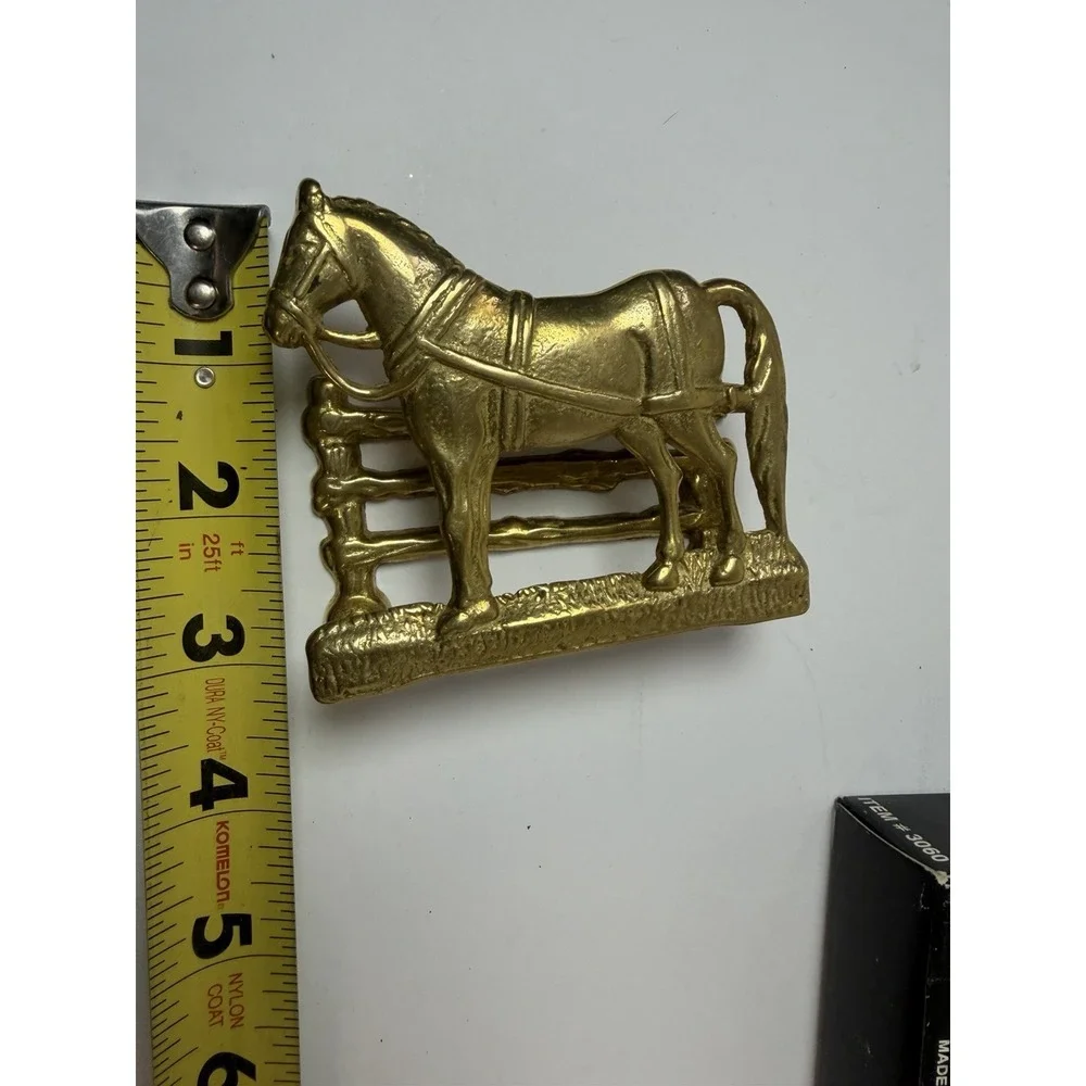 Brass Horse Letter Napkin Holder Business‎ Cards Desk Organizer Made Italy
